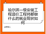 哈尔滨一级安装工程造价工程师都做什么的就业现状如何