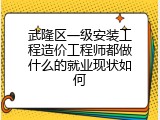 武隆区一级安装工程造价工程师都做什么的就业现状如何