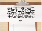 攀枝花二级安装工程造价工程师都做什么的就业现状如何