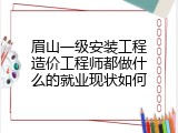 眉山一级安装工程造价工程师都做什么的就业现状如何