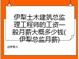 伊犁土木建筑总监理工程师的工资一般月薪大概多少钱(伊犁总监月薪)