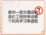 泰州一级交通运输造价工程师考试哪个机构学习靠谱呢