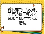 锡林郭勒一级水利工程造价工程师考试哪个机构学习靠谱呢