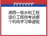 湘西一级水利工程造价工程师考试哪个机构学习靠谱呢