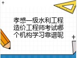 孝感一级水利工程造价工程师考试哪个机构学习靠谱呢