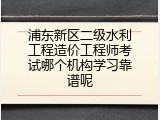 浦东新区二级水利工程造价工程师考试哪个机构学习靠谱呢