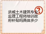 武威土木建筑专业监理工程师培训政府补贴吗具体多少