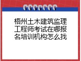 梧州土木建筑监理工程师考试在哪报名培训机构怎么找