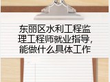 东丽区水利工程监理工程师就业指导，能做什么具体工作