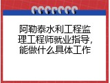阿勒泰水利工程监理工程师就业指导，能做什么具体工作