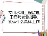文山水利工程监理工程师就业指导，能做什么具体工作