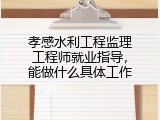 孝感水利工程监理工程师就业指导，能做什么具体工作