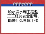 哈尔滨水利工程监理工程师就业指导，能做什么具体工作