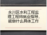 永川区水利工程监理工程师就业指导，能做什么具体工作