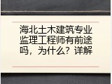 海北土木建筑专业监理工程师有前途吗，为什么？详解