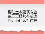 铜仁土木建筑专业监理工程师有前途吗，为什么？详解
