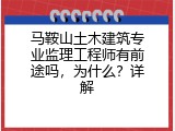 马鞍山土木建筑专业监理工程师有前途吗，为什么？详解