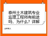 泰州土木建筑专业监理工程师有前途吗，为什么？详解