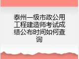 泰州一级市政公用工程建造师考试成绩公布时间如何查询