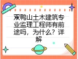 双鸭山土木建筑专业监理工程师有前途吗，为什么？详解
