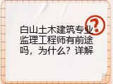白山土木建筑专业监理工程师有前途吗，为什么？详解