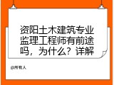 资阳土木建筑专业监理工程师有前途吗，为什么？详解