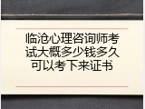 临沧心理咨询师考试大概多少钱多久可以考下来证书