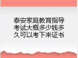 泰安家庭教育指导考试大概多少钱多久可以考下来证书