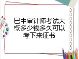 巴中审计师考试大概多少钱多久可以考下来证书