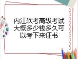 内江软考高级考试大概多少钱多久可以考下来证书