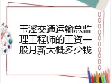 玉溪交通运输总监理工程师的工资一般月薪大概多少钱