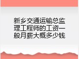 新乡交通运输总监理工程师的工资一般月薪大概多少钱