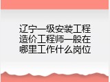 辽宁一级安装工程造价工程师一般在哪里工作什么岗位