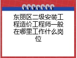 东丽区二级安装工程造价工程师一般在哪里工作什么岗位