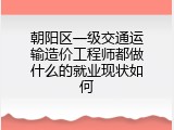朝阳区一级交通运输造价工程师都做什么的就业现状如何