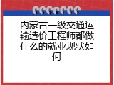 内蒙古一级交通运输造价工程师都做什么的就业现状如何