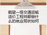 鹤壁一级交通运输造价工程师都做什么的就业现状如何