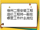 宿州二级安装工程造价工程师一般在哪里工作什么岗位