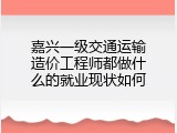 嘉兴一级交通运输造价工程师都做什么的就业现状如何