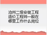 沧州二级安装工程造价工程师一般在哪里工作什么岗位
