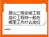 眉山二级安装工程造价工程师一般在哪里工作什么岗位