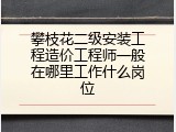 攀枝花二级安装工程造价工程师一般在哪里工作什么岗位