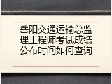 岳阳交通运输总监理工程师考试成绩公布时间如何查询