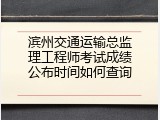滨州交通运输总监理工程师考试成绩公布时间如何查询