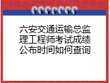 六安交通运输总监理工程师考试成绩公布时间如何查询