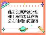临汾交通运输总监理工程师考试成绩公布时间如何查询