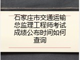 石家庄市交通运输总监理工程师考试成绩公布时间如何查询