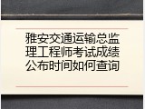 雅安交通运输总监理工程师考试成绩公布时间如何查询