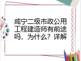 咸宁二级市政公用工程建造师有前途吗，为什么？详解
