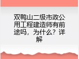 双鸭山二级市政公用工程建造师有前途吗，为什么？详解
